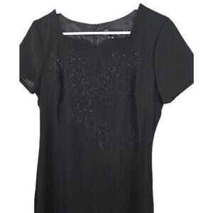 Componix Vtg Sz 10P Black Beaded Embellished Bodice Poly Lined Dress MOBWIFE